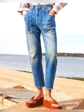 Veronica Beard Sz 26 Arya High Rise Straight Leg Cropped Blue Jeans 100% Cotton